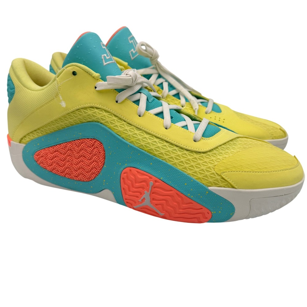 Jordan Tatum 2 Lemonade Men's Basketball Shoes Size 17 Yellow Teal JT Logo READ